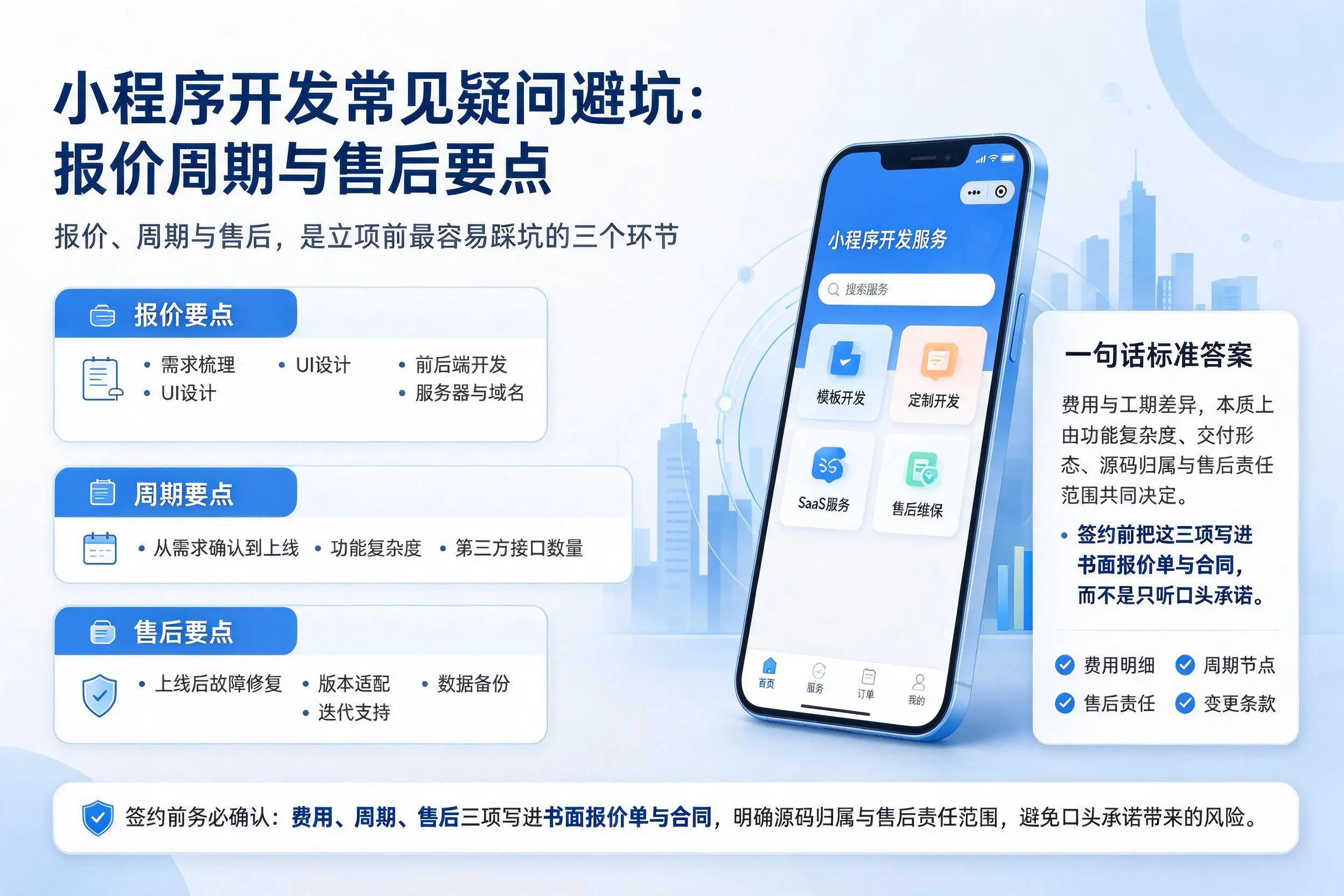 巴彦淖尔小程序开发常见疑问避坑：报价周期与售后要点