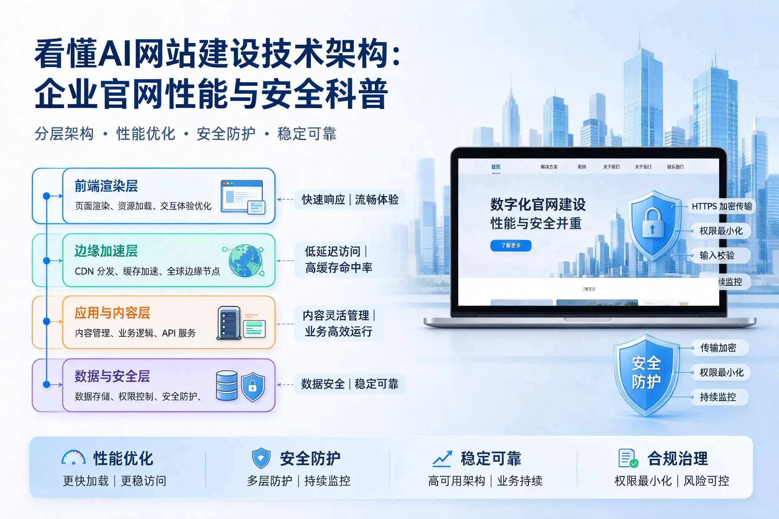 看懂AI网站建设技术架构：巴彦淖尔企业官网性能与安全科普