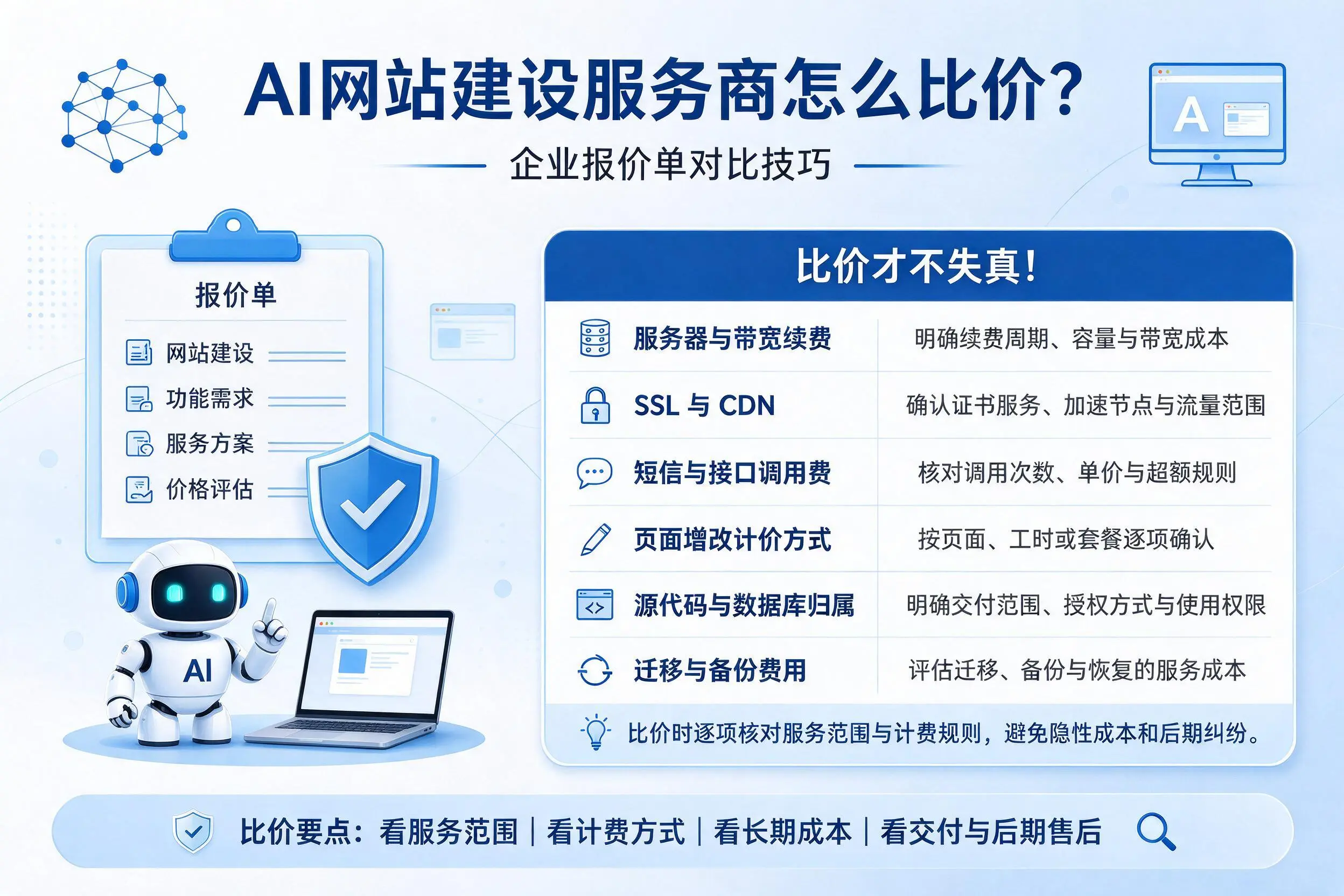 AI网站建设服务商怎么比价？巴彦淖尔企业报价单对比技巧