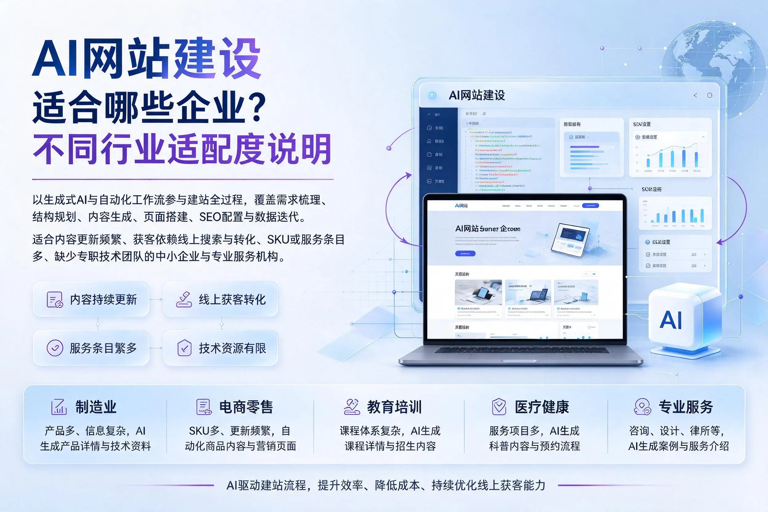 AI网站建设适合哪些企业？巴彦淖尔不同行业适配度说明